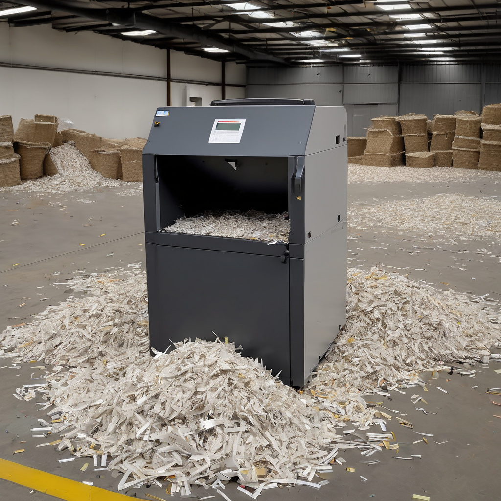 Professional industrial paper shredding machine destroying documents and old photographs in secure document destruction service